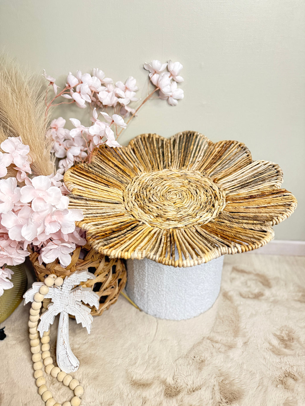 Bohemian Bloem Wandschaal - Handgemaakt op Bali - Ibiza Style - Waterhyacint