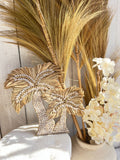 Luxe Dubbele Palmboom Decoratie - Handgemaakt Bali Craft - Naturel - 40cm