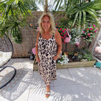 Luna Luipaardprint Zomerjurk – Lange Maxi Jurk met Spaghettibandjes
