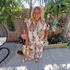 Palmera Top met Palmboomprint – Mouwloze Blouse met V-hals