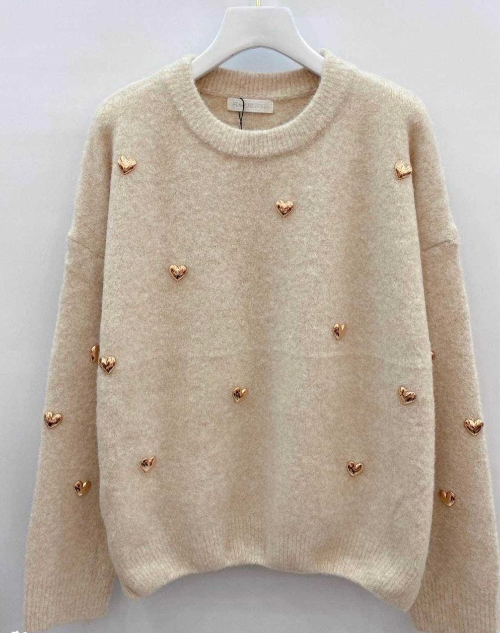 Golden heart trui crème