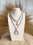 Kralenketting Dames met Zeester Hanger Goud – Crème Beige