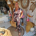 Palma Jumpsuit met Bladprint – Overslag Jumpsuit met Strikceintuur