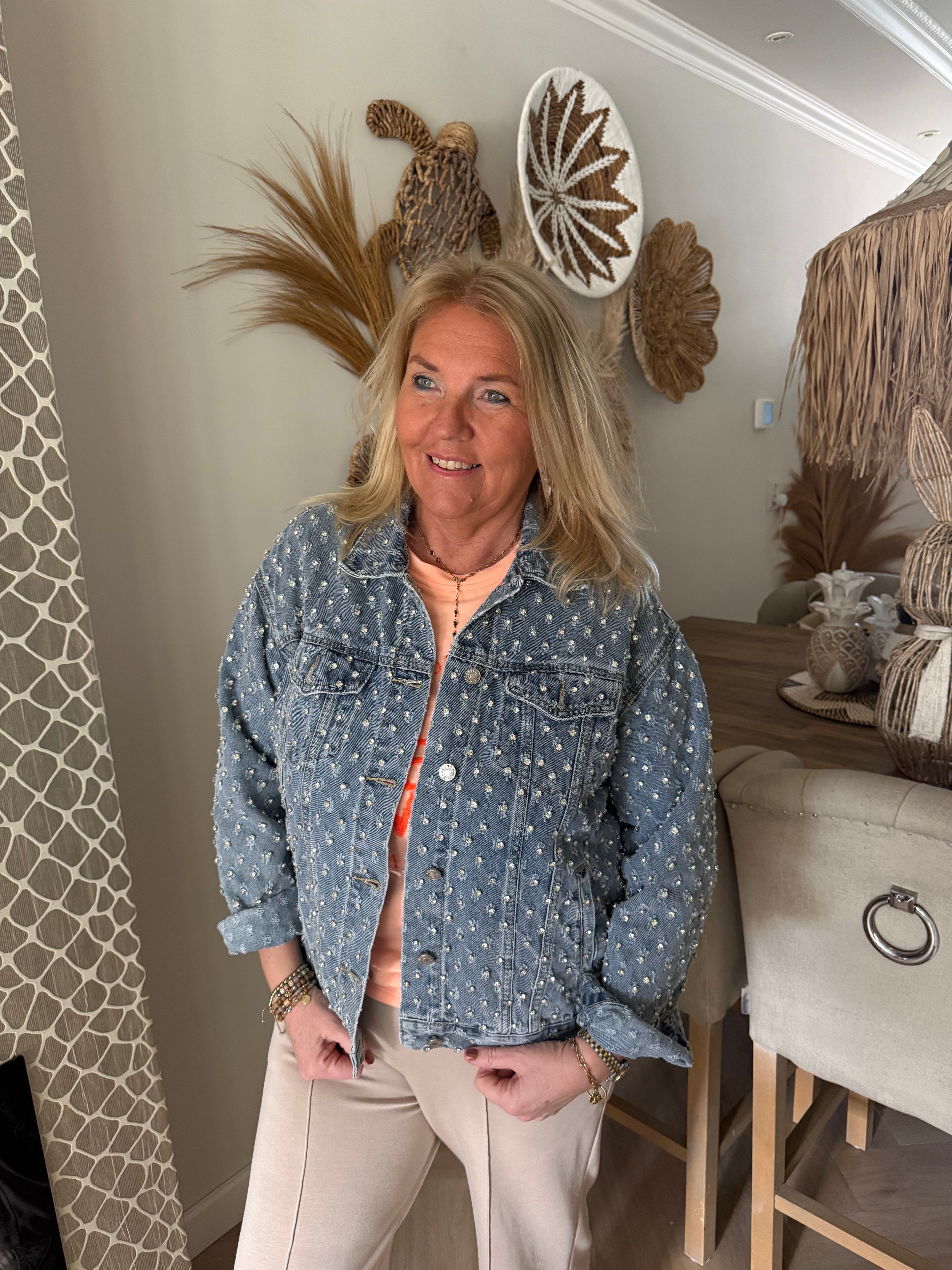 Denim glitter jasje grijs