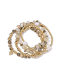 Armbandenset Nikkie – Goudkleurig met Zoetwaterparel, Hair Quartz & Picture Jasper