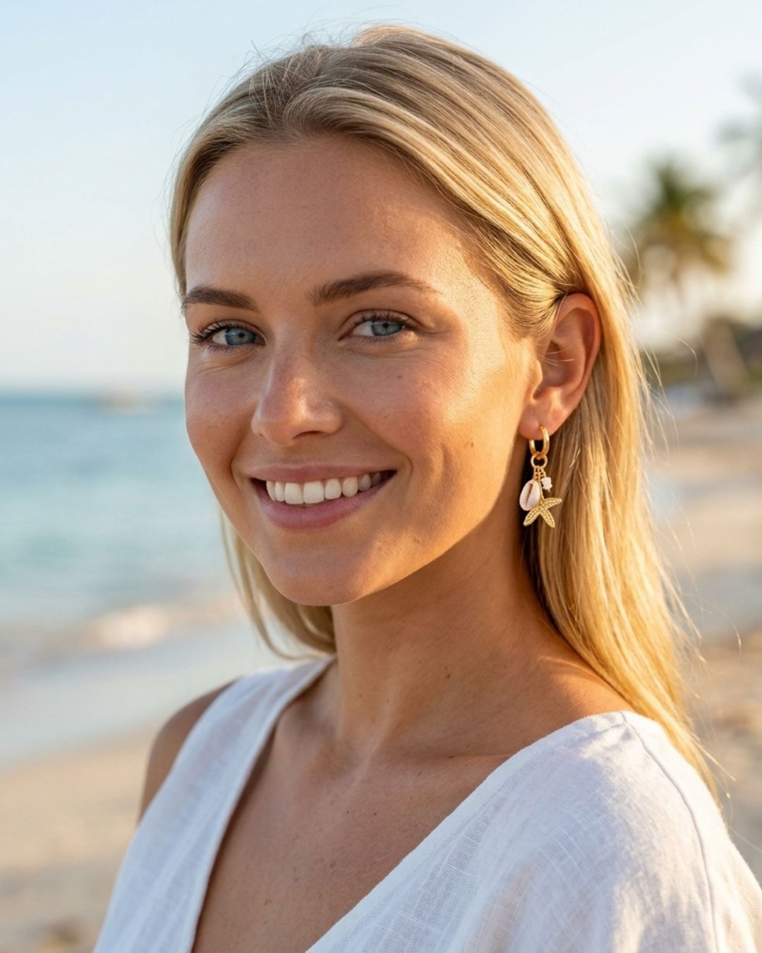 Gouden Oorbellen met Schelp & Zeester – Stainless Steel Zomer Oorbellen Dames