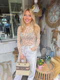 Leopard Glow Mesh Top licht