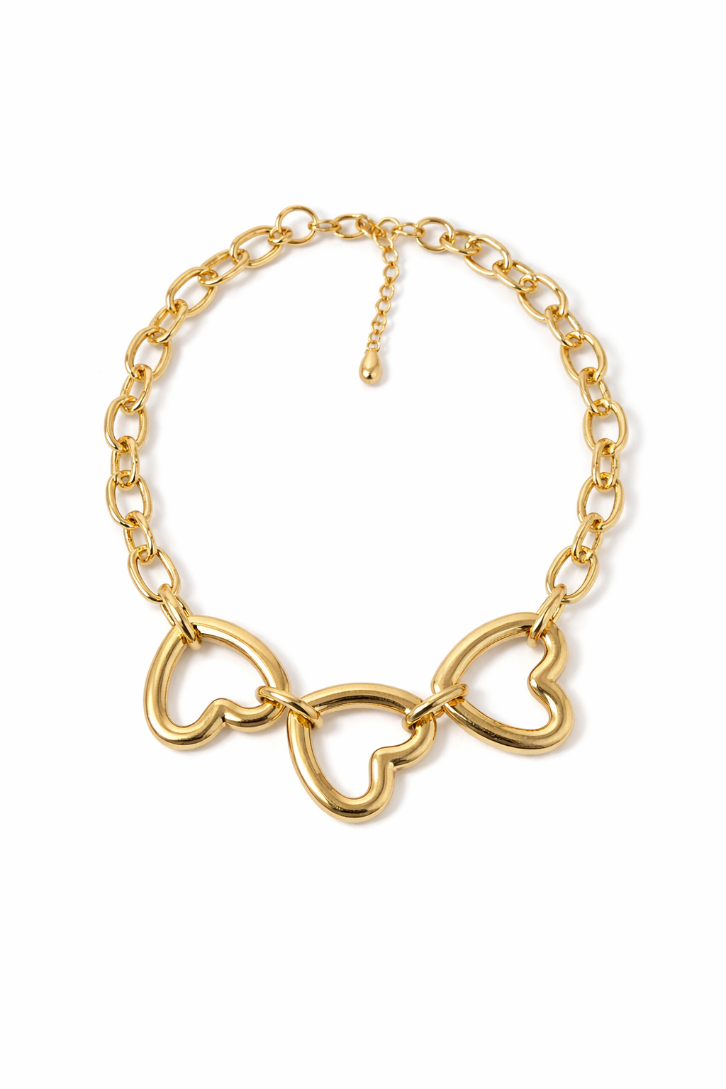 Gouden schakel ketting met hartjes