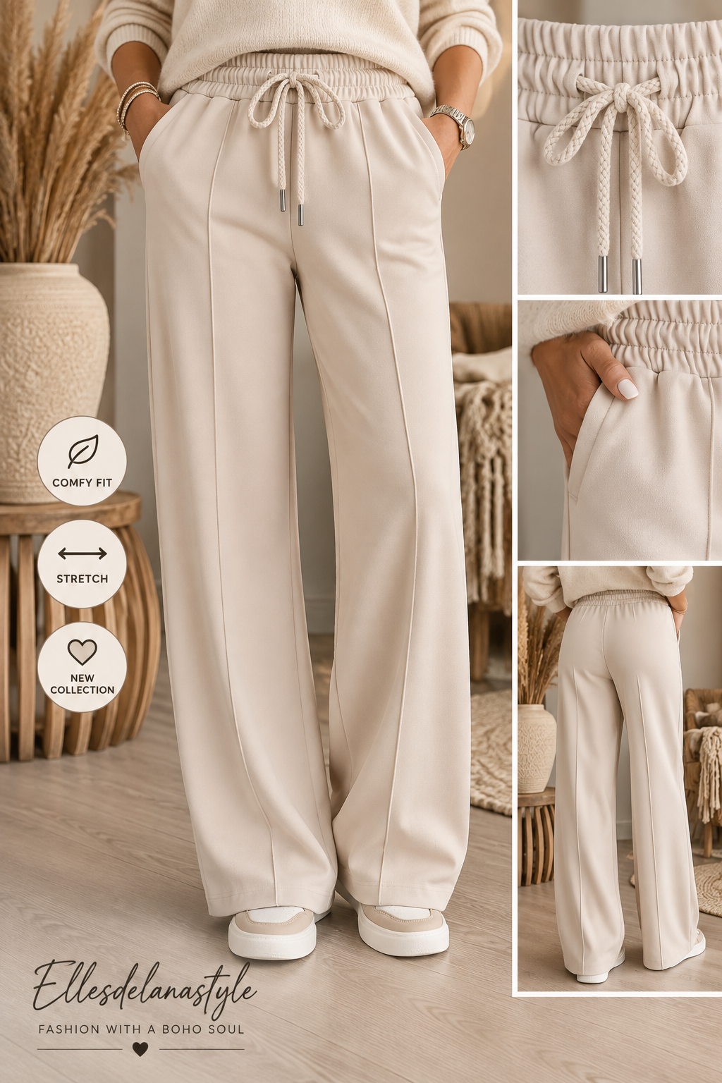 Comfy & Chic Jog Pantalon Ecru