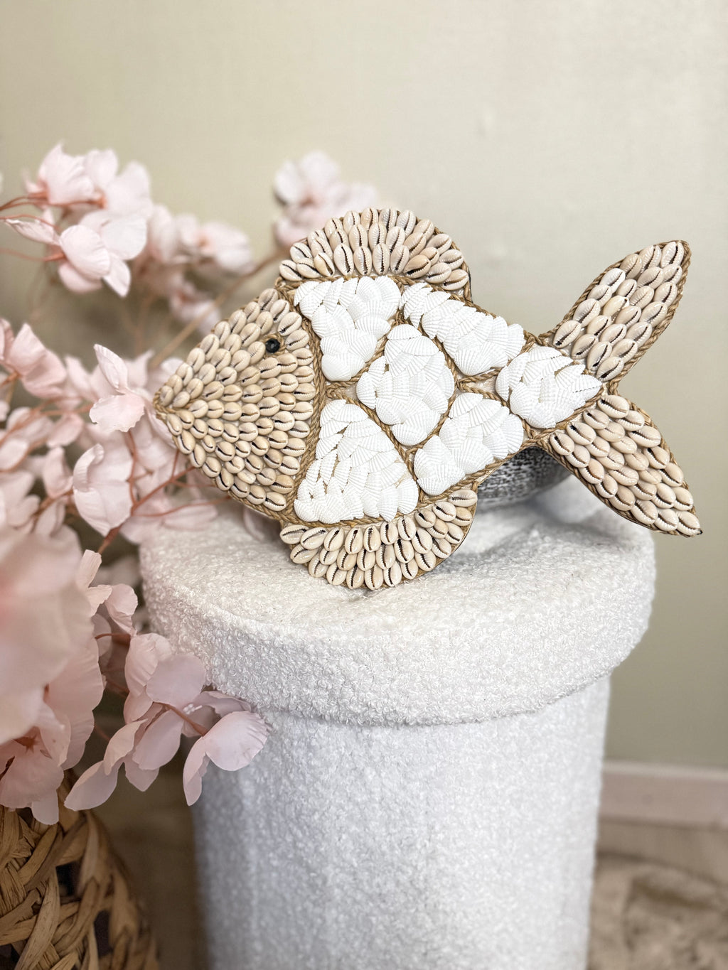 Handgemaakte Boho Vis op Voet - Ibiza Style - Schelpen & Bali Craft - 20cm