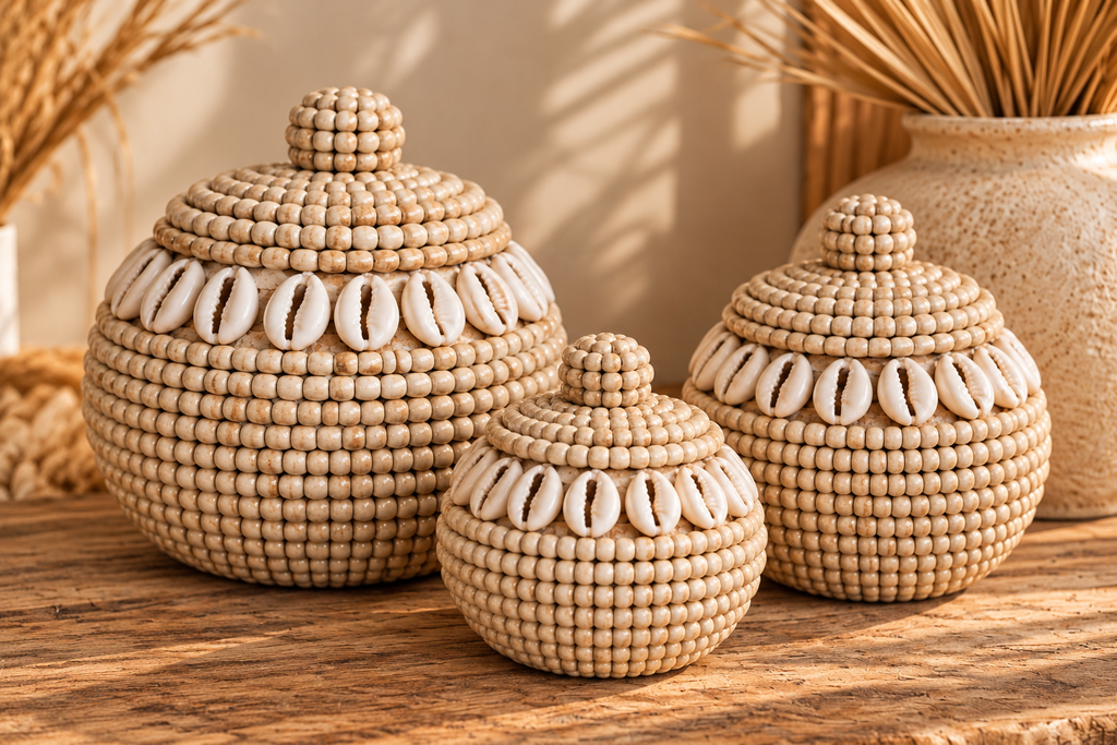 Decoratieve schelpenpot