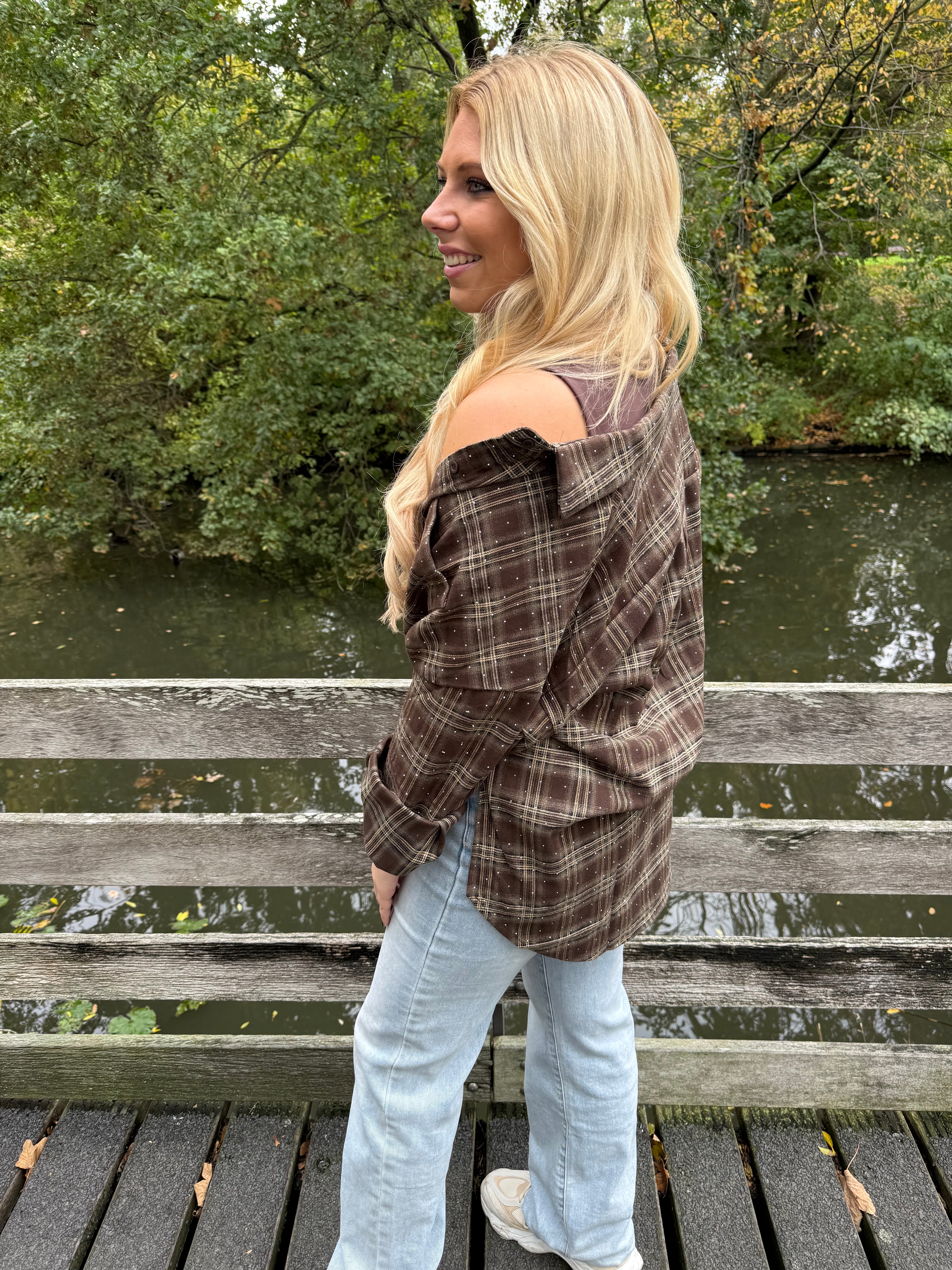 French kiss blouse bruin