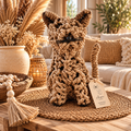 Handgemaakt gehaakt kattenbeeldje van natuurtint touw