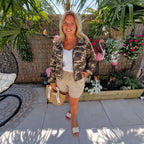 Brody Camouflage Jasje – Oversized Bomber Jacket met Rits en Kraag