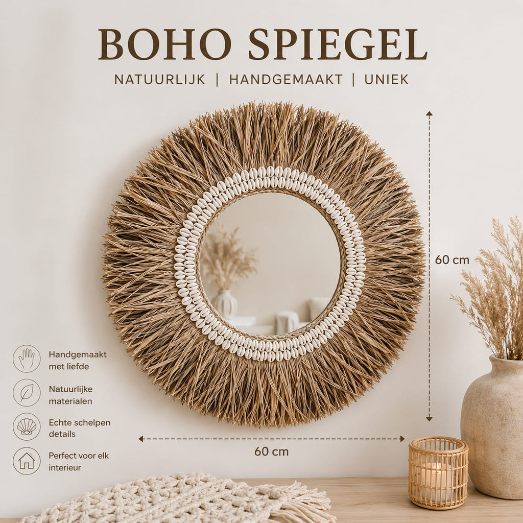 Boho Wandspiegel Shell