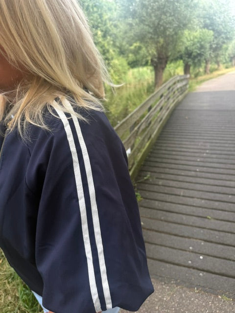 City stripe jacket donkerblauw/wit