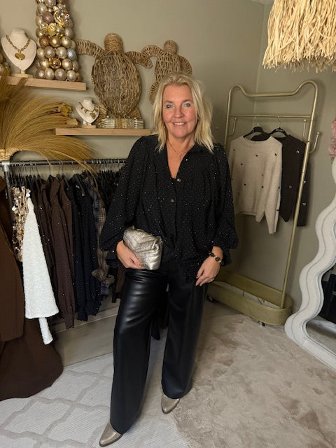 Blouse floor zwart