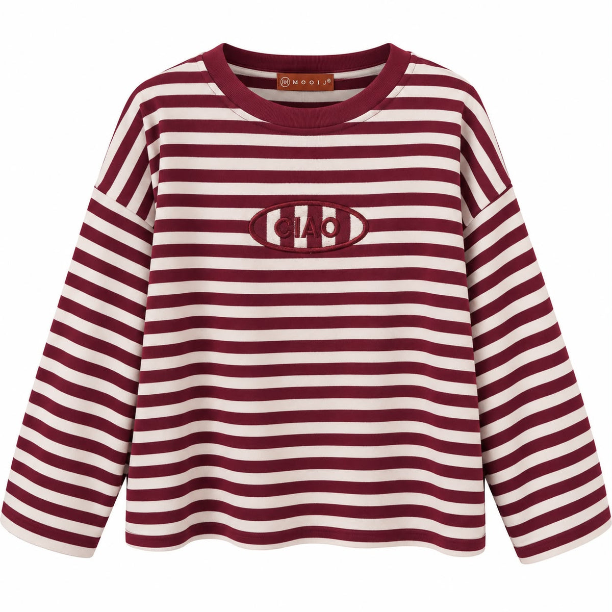 Oversized Striped Longsleeve bordeaux