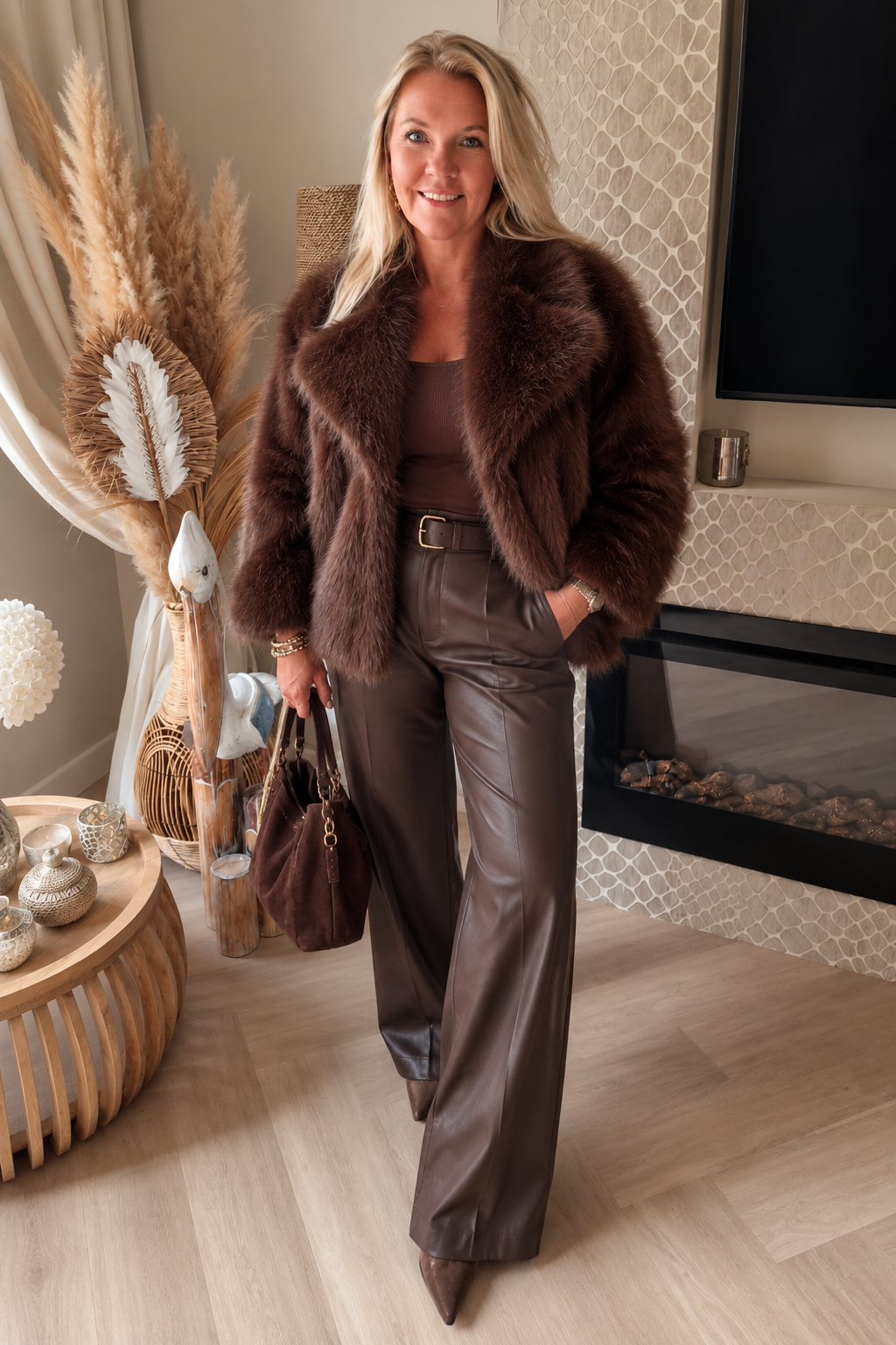 Luxe Fake Fur Jacket Bruin