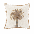 Bohemian Sierkussen met Palmboom Applicatie - Ibiza Style - Wit - 45x45 cm