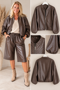 Quilted Leatherlook Jasje – Chocolate Brown 🤎