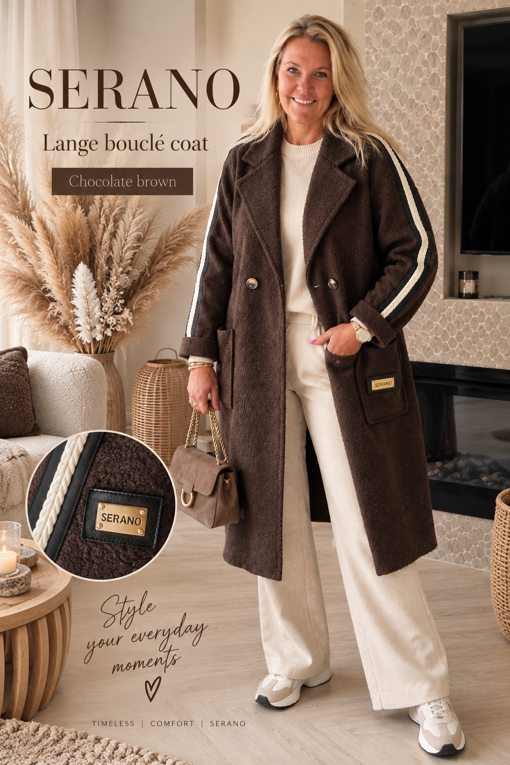 Serano Boucle Coat Bruin