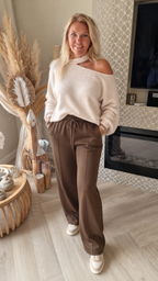 Soft Touch Off Shoulder Trui met lange mouw Ecru