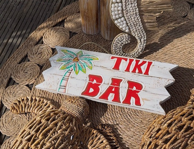 Houten tiki bar decoratie bordje - Tropische Ibiza stijl wanddecoratie