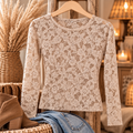 Creme kleurige kanten top Élise met bloemenkant en strass-steentjes – EllesDelanaStyle