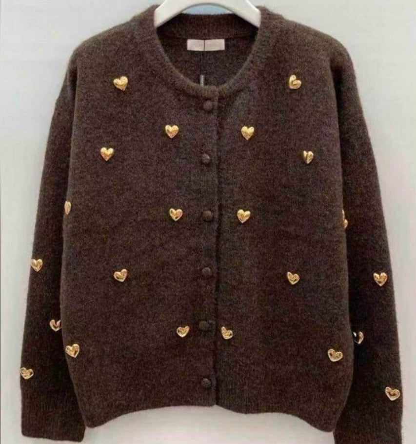 Cozy heart vest choco