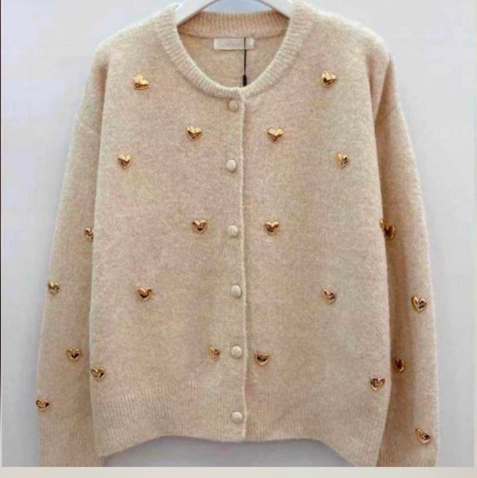 Cozy heart vest crème