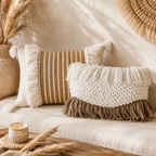 Handgemaakt Kussen van Premium Nieuw-Zeelandse Wol – Boho Stijl