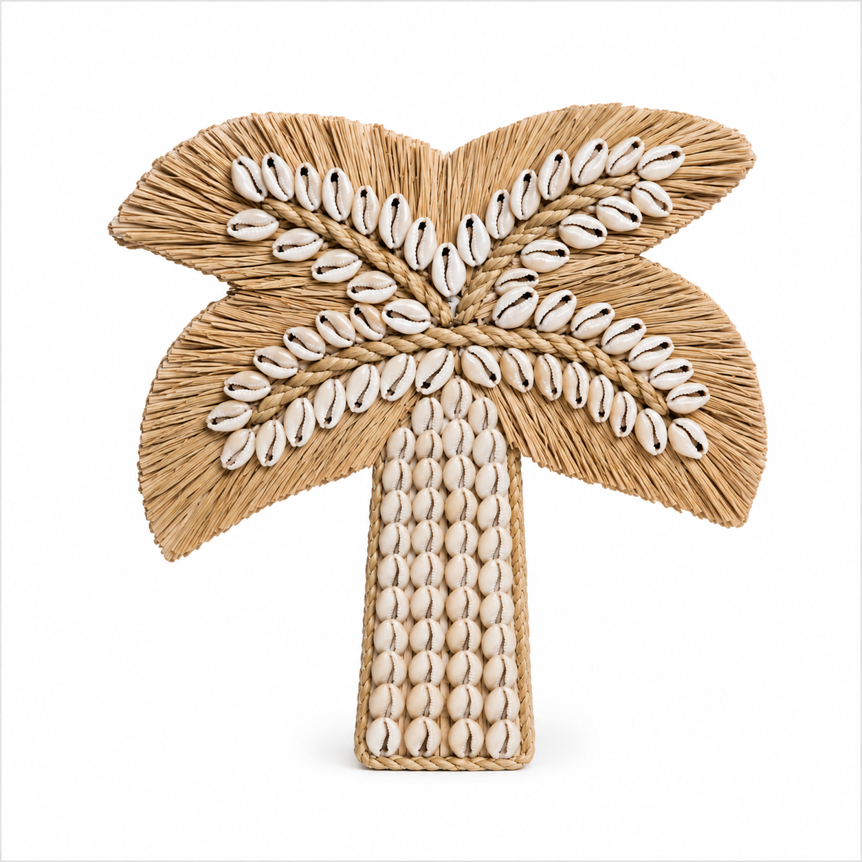 Handgemaakte Palmboom Decoratie - Ibiza Style - Raffia & Schelpen - 21cm