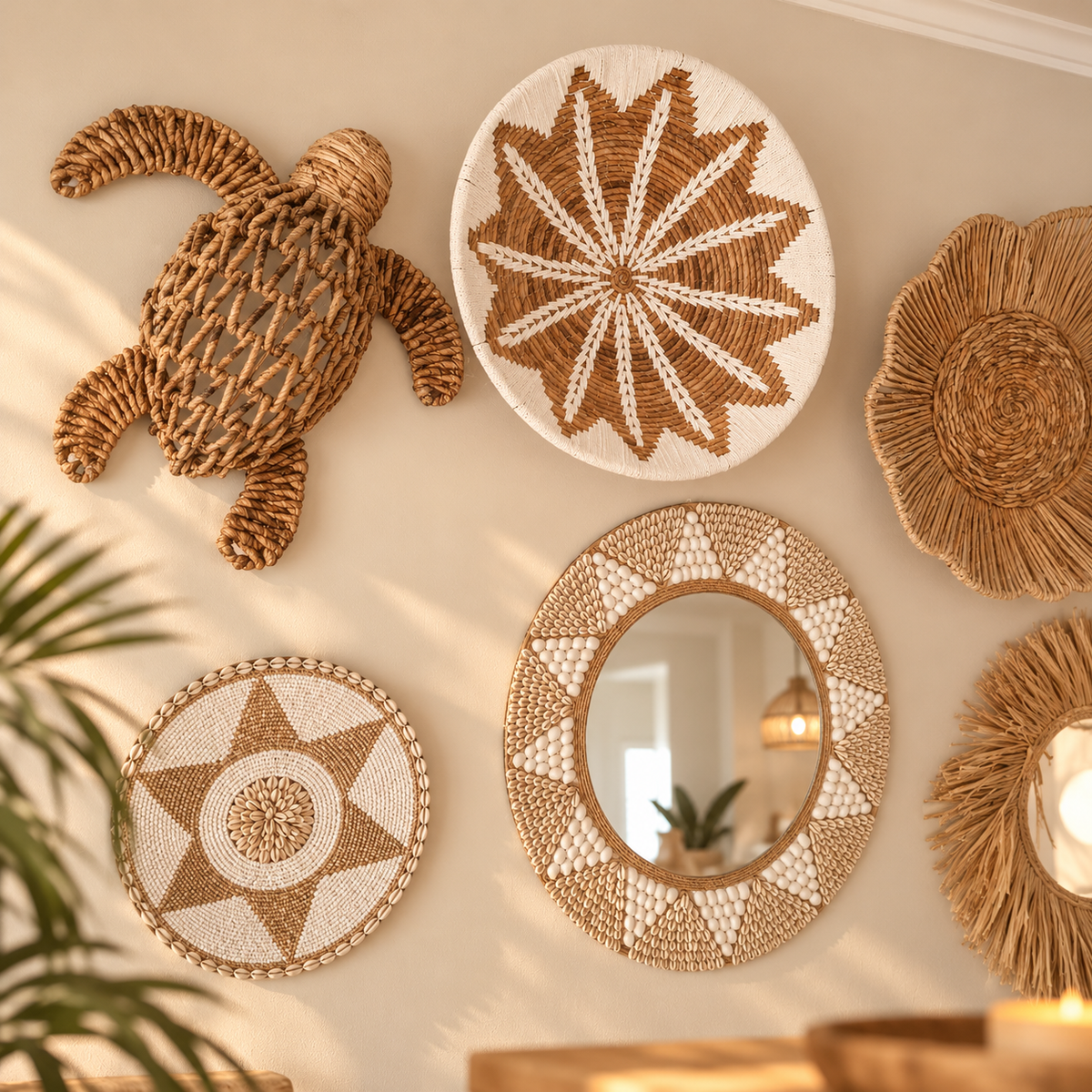 Bohemian Wandschaal Wit Mandala Design - Handgemaakt op Bali - 50cm