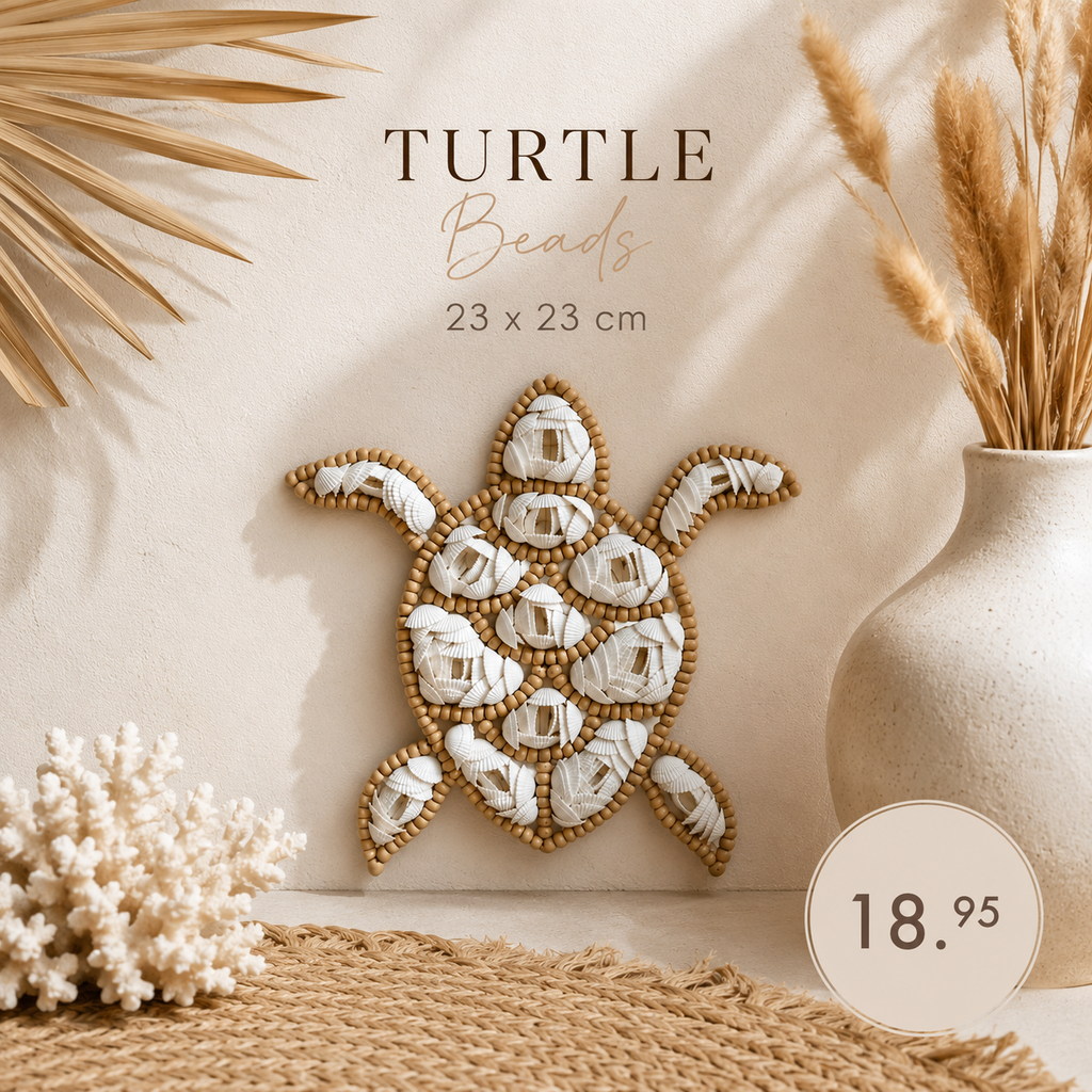 Turtle Beach Boho Handgemaakte Woondecoratie Schildpad met Schelpen