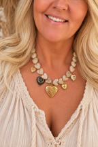 Golden Heart Necklace – Beach & Stones