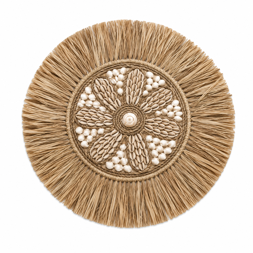 Boho Schelpen Wanddecoratie Rond-Ibiza Stijl Naturel S