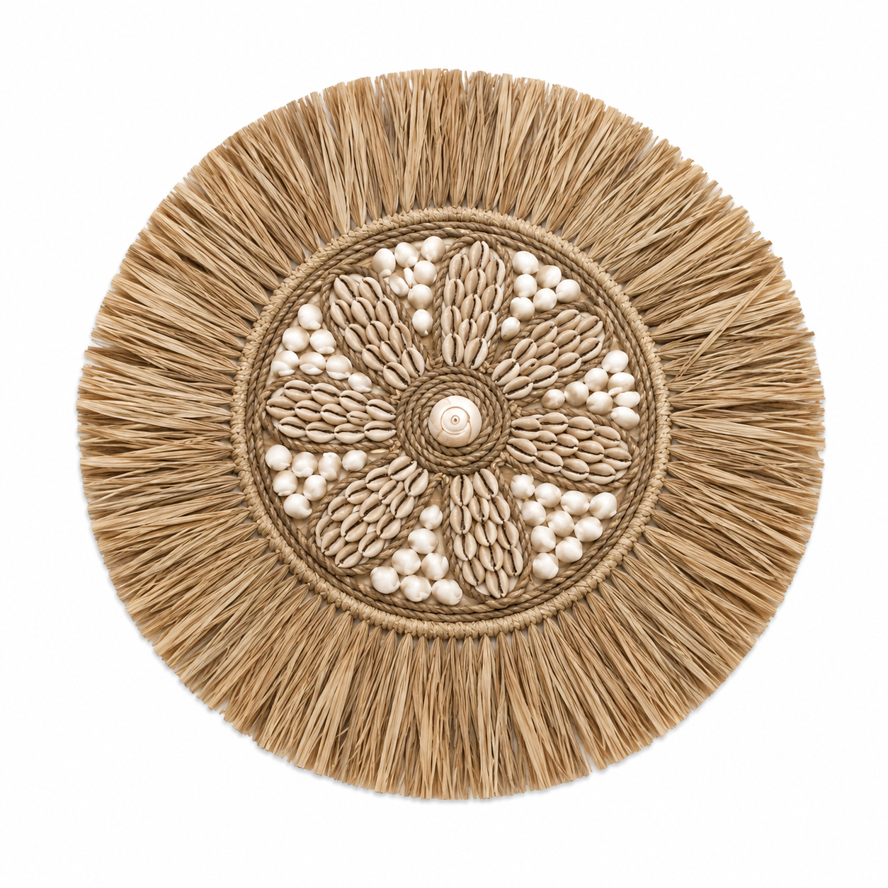 Boho Schelpen Wanddecoratie Rond-Ibiza Stijl Naturel S