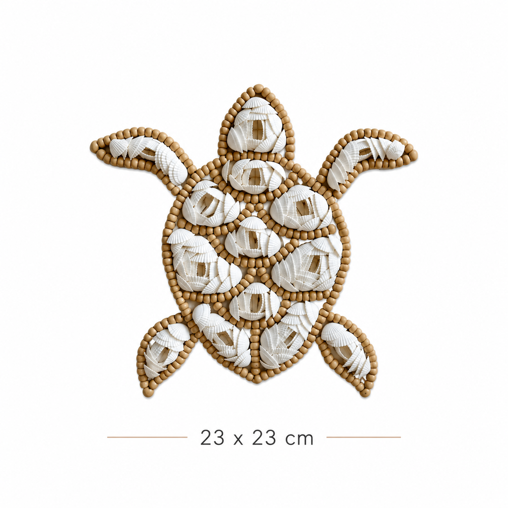 Turtle Beach Boho Handgemaakte Woondecoratie Schildpad met Schelpen