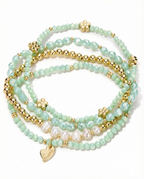 Gouden Armbanden Set met Natuursteen, Parels en Hartje