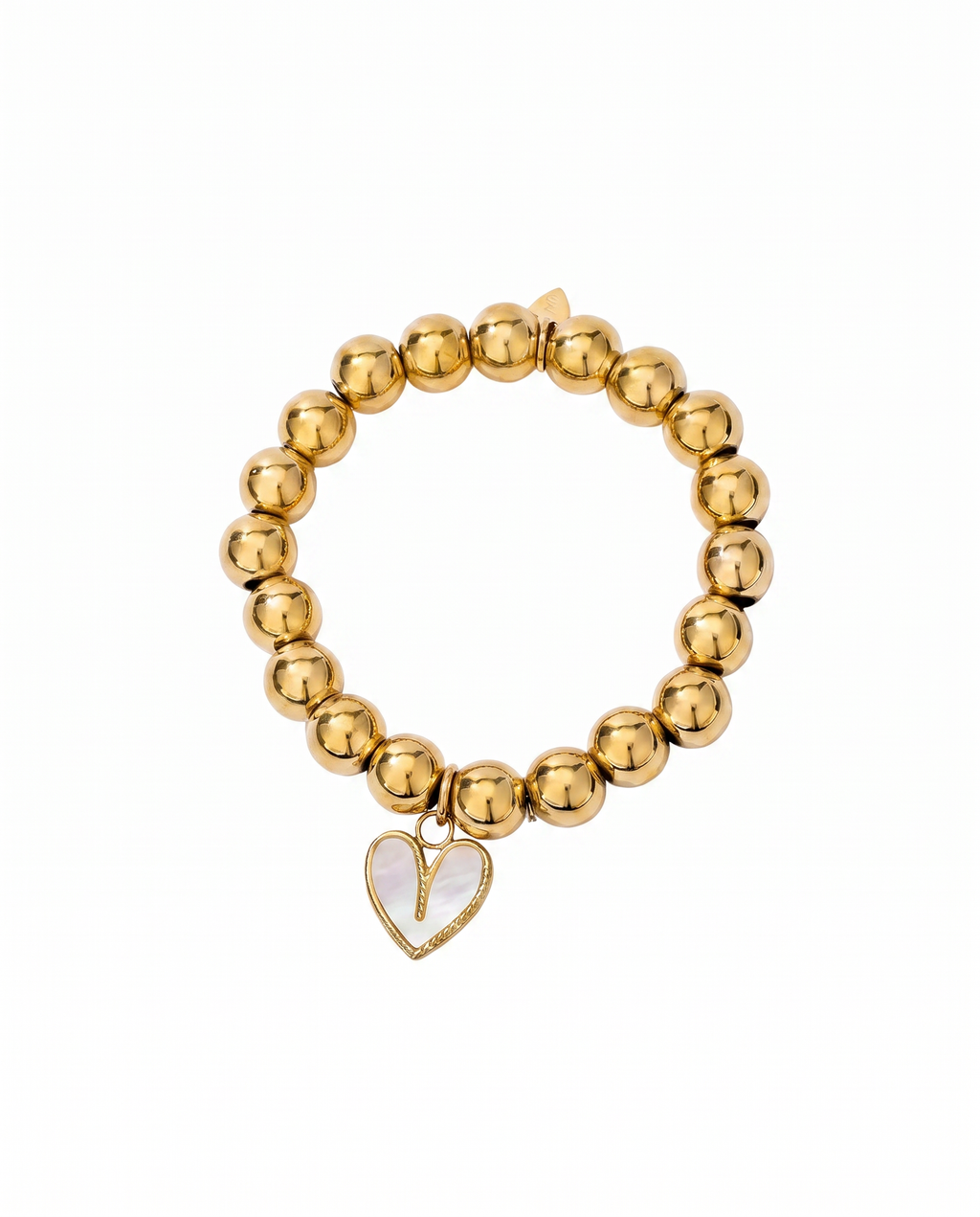 Gouden Kralen Armband met Hart Bedel & Schelp –  Stainless Steel