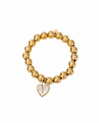 Gouden Kralen Armband met Hart Bedel & Schelp –  Stainless Steel