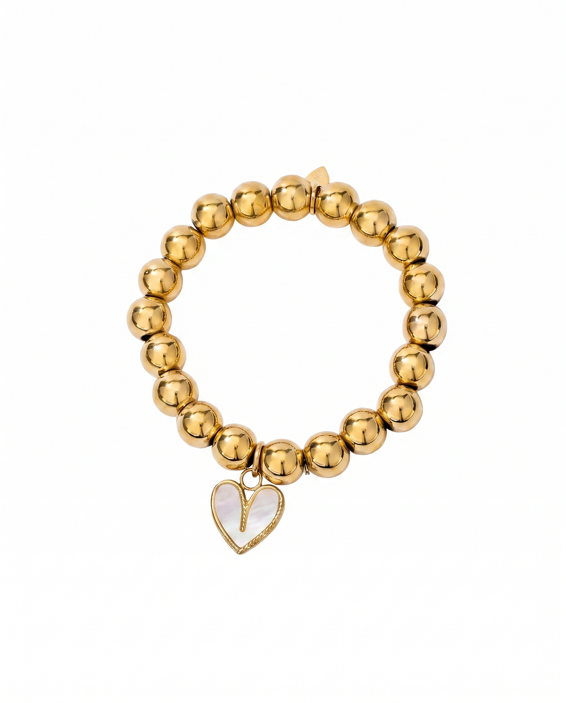 Gouden Kralen Armband met Hart Bedel & Schelp –  Stainless Steel