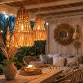 Boho Lampenkap Waterhyacint met Raffia Rand - Handgemaakt Bali - Naturel