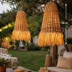 Boho Lampenkap Waterhyacint met Raffia Rand - Handgemaakt Bali - Naturel