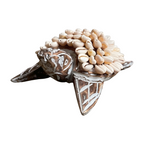 Decoratieve Schildpad van Hout met Schelpen – Handgemaakte Zee Decoratie – Boho & Ibiza Stijl