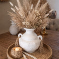 Bohemian Witte Keramiek Vaas met Touwaccent - Ibiza Style - 22cm